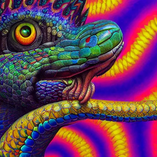 Image similar to psychedelic portrait of the rainbow serpent, digital painting, amazing detail, art station, cgsociety