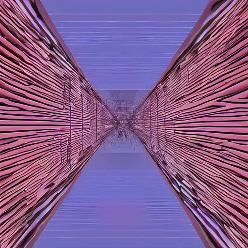 Image similar to nuclear brutalist synthetic sounds waves in infinite recursion, in the style of a YouTube thumbnail