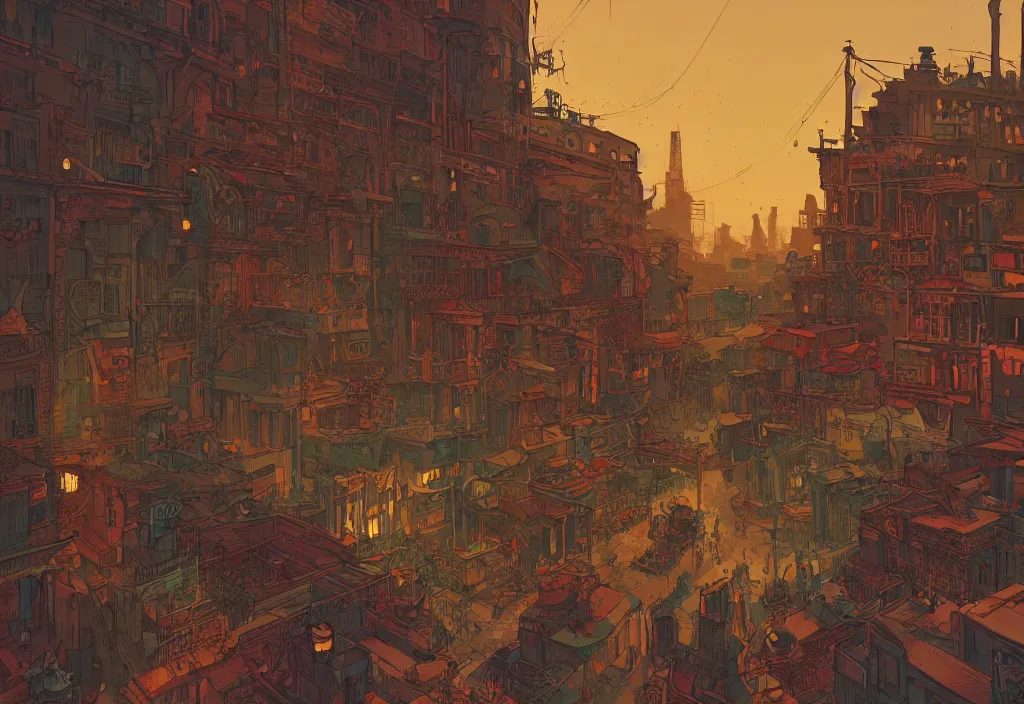 Image similar to handmade illustration of an archetypical Old West city, line art, ink, watercolor by Kilian Eng and by Jake Parker, winning-award masterpiece, fantastic, octane render, 8K HD Resolution, High quality image