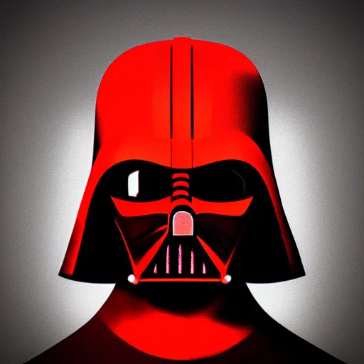 Image similar to darth vader, profile pic, centered, red background, accurate anatomy, highly detailed, digital art