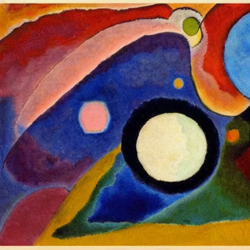 Prompt: earth and moon, Kandinsky painting