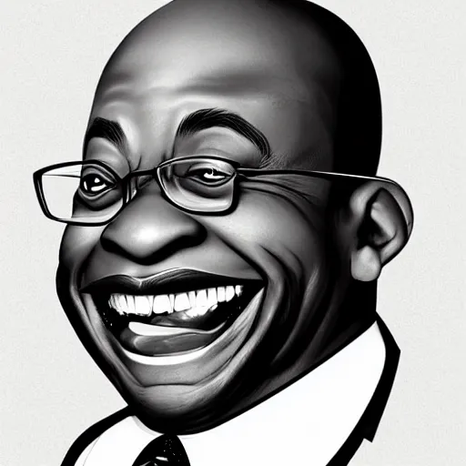 Image similar to Caricature of Jacob Zuma laughing, artstation, detailed, funny