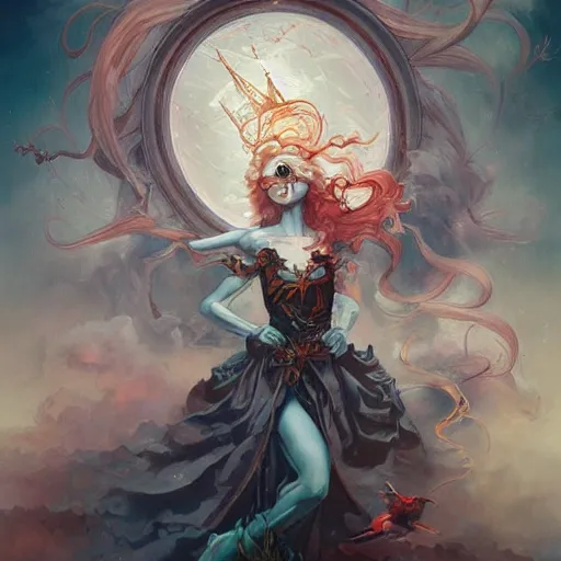 Image similar to a painting in the style of ayami kojima and in the style of peter mohrbacher.