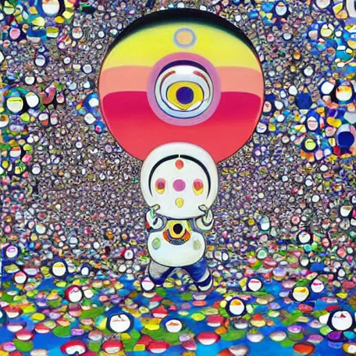 Prompt: a surreal landscape by takashi murakami