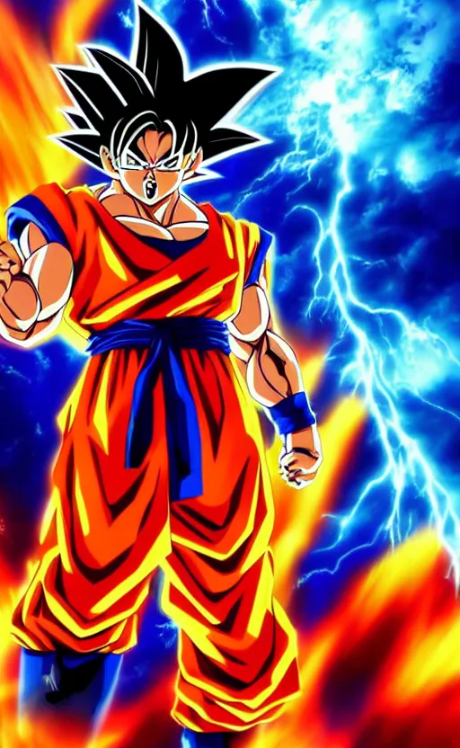 goku super saiyan 5, epic poster, storm in the, Stable Diffusion