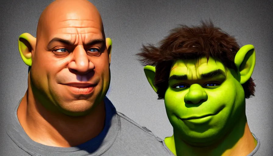 Image similar to Vin Diesel is Shrek, hyperdetailed, artstation, cgsociety, 8k