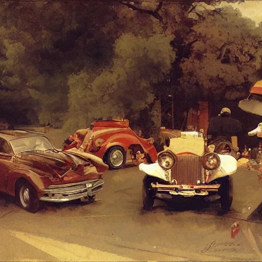 Image similar to a car show, by mead schaeffer and jean - honore fragonard