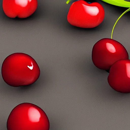 Image similar to Artstation digital art render three cherries together on a table