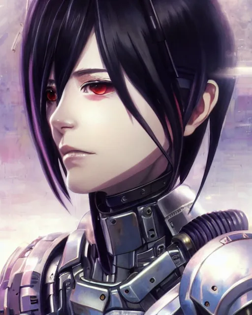 Image similar to portrait Anime cyberpunk cyborg girl in mechanical armor, blame, cute-fine-face, black-hair pretty face, realistic shaded Perfect face, fine details. Anime. Warhammer 40000, realistic shaded lighting by Ilya Kuvshinov katsuhiro otomo ghost-in-the-shell, magali villeneuve, artgerm, rutkowski, WLOP Jeremy Lipkin and Giuseppe Dangelico Pino and Michael Garmash and Rob Rey and Tsutomu Nihei