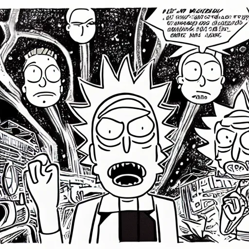 Image similar to rick and morty by jack kirby