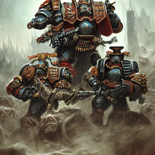 Image similar to king of the hill series characters in warhammer 4 0 k games workshop, fog, insane details, intricate, elite, ornate, elegant trend, highly detailed and intricate, sharp focus, photography, unreal engine, trending on artstation, photorealistic, octane, hyper detailed, trending on deviantart,