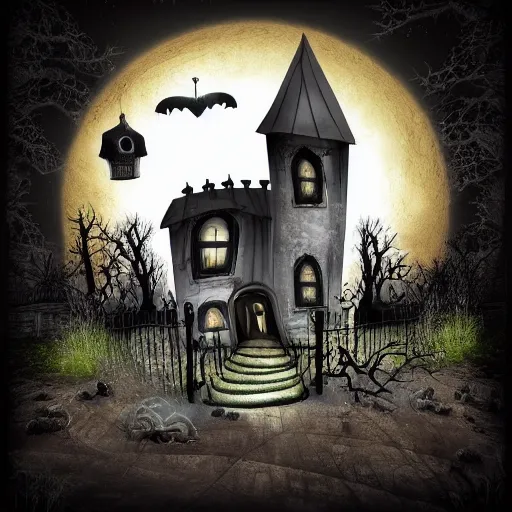 Image similar to create spooky house