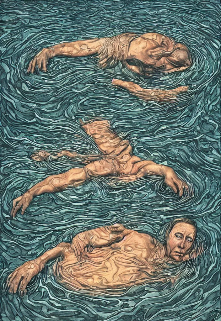 Image similar to highly detailed surrealist art about drowning slowly