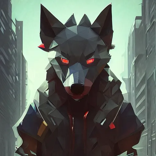 Image similar to Playstation 1 PS1 low poly graphics portrait of furry anthro anthropomorphic wolf head animal person fursona wearing clothes in a futuristic cyberpunk foggy city alleway .Greg Rutkowski, Simon Stalenhag, christopher nolan trending on Artstation, CGSociety