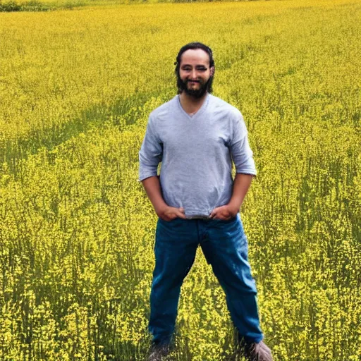 Image similar to a man standing in a field