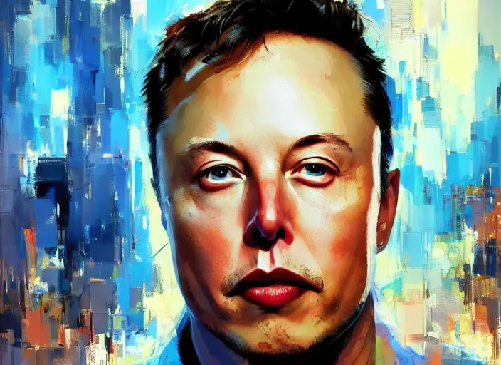 Image similar to portrait of Elon Musk, concept art oil painting by Jama Jurabaev and John Berkey, extremely detailed, brush hard, artstation