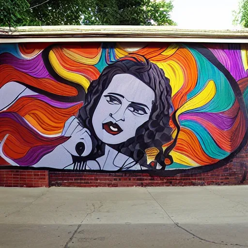 Prompt: mural by charley case