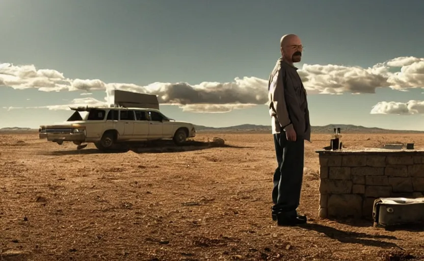 Prompt: walter white in'breaking bad'( 2 0 1 2 ), movie still frame, oscar nominated cinematography, volumetric lighting, 8 k resolution, beautiful composition