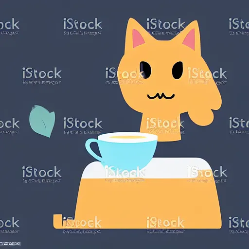 Image similar to A vector art of a humanoid cat sipping coffee