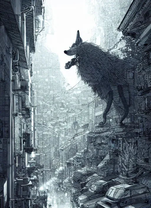 Image similar to Beastars Legoshi , Dynamic lighting, cinematic, extremely high detail, photo realistic, cinematic lighting, pen and ink, intricate line drawings, post processed, concept art, artstation, matte painting, style by Raphael Lacoste, Eddie Mendoza, Q Hayashida