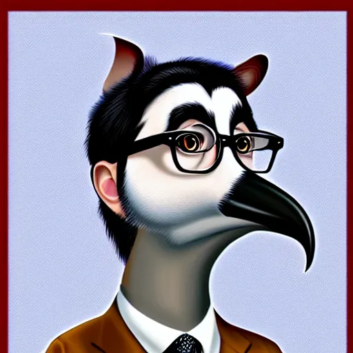 Image similar to john oliver as a bird fursona, furry, digital art