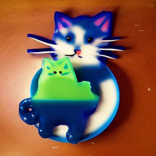 Prompt: a cat made out of jello, gelatinous