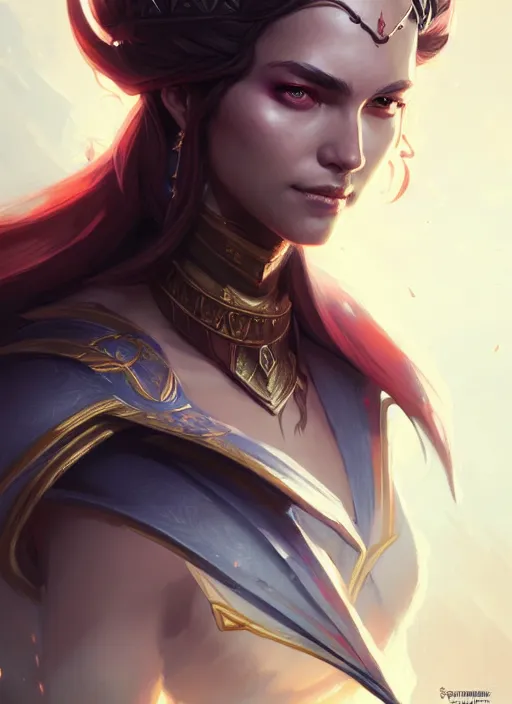 Image similar to percian empress, portrait, art by artgerm and greg rutkowski and magali villeneuve, d & d, fantasy, highly detailed, portrait, digital painting, trending on artstation, concept art, sharp focus, illustration