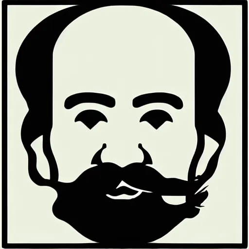 Image similar to taras schevchenko. face. old, balding, long moustache. simple vector graphics icon by andy warhol