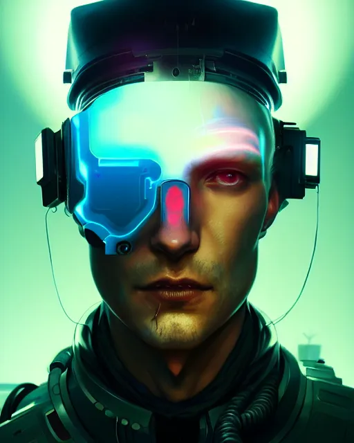 Image similar to cyberpunk male portrait, handsome, sci fi, cyborg, gears, complex 3 d render by ilya kuvshinov, peter mohrbacher, greg rutkowski, ryohei hase, dramatic lighting, intricate, highly detailed, sharp focus, luminous, unreal engine, blender, artstation, masterpiece, ray tracing