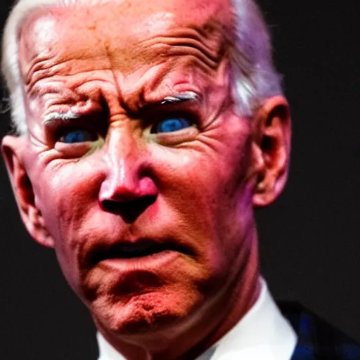 Image similar to photo Doom horror furious glowing red eyes vast destruction biden