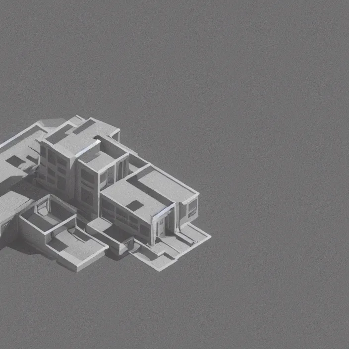 Prompt: a building in a landscape, low - poly