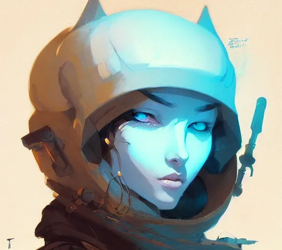 Image similar to portrait of portrait, owl knight, fantasy, by atey ghailan, by greg rutkowski, by greg tocchini, by james gilleard, by joe fenton, by kaethe butcher, by ashley wood, dynamic lighting, gradient light blue, brown, blonde cream and white color scheme, grunge aesthetic