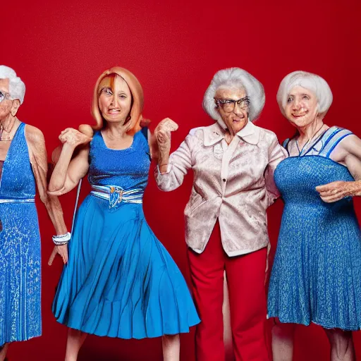 Image similar to old spice girls at age 9 0 years old, color ( sony a 7 r iv, symmetric balance, polarizing filter, photolab, lightroom, 4 k, dolby vision, photography award ), vogue, perfect face