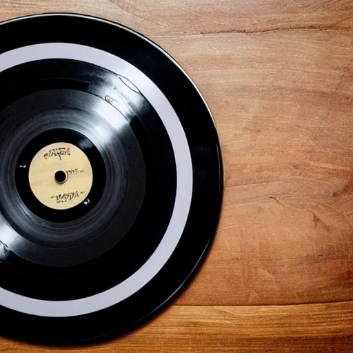 Prompt: an ortographic view of a black vinyl record