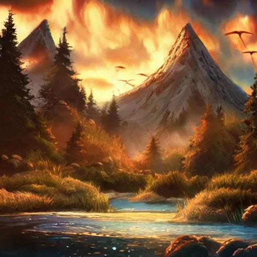 Image similar to bob ross comic book scene of an epic adventure through endless clocks made out of paint, cinematic, realistic, beautiful scenery, matte painting, highly detailed, octane render, unreal engine, volumetric lighting