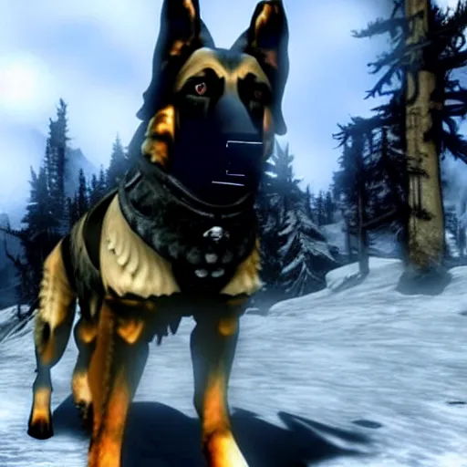 Image similar to German shepard in Skyrim