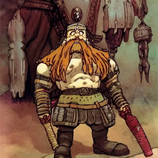 Prompt: gimli the dwarf an 80\'s anime world, wearing armor, incredibly detailed, ultra realistic, satoshi kon