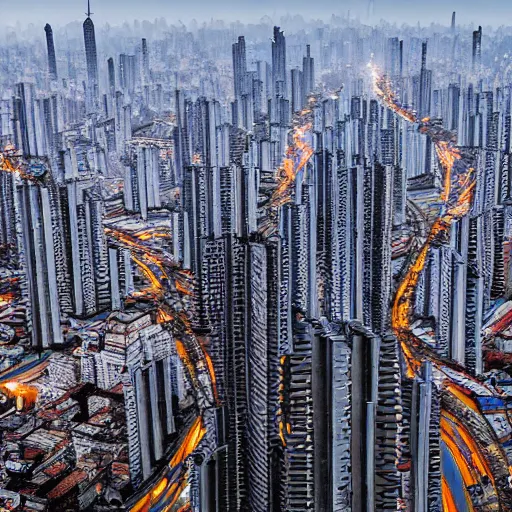 Image similar to dystopian sao paulo, ponte estaiada, 8 k, art by petter steen and daniel dociu