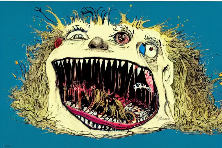 Image similar to monster hiding underneath my bed by ralph steadman