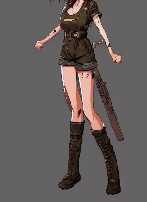 Prompt: full body pose, hd, manga anime portrait of a beautiful woman in combat boots and overalls, in ishikawa ken style detailed trending award winning on flickr artstation,