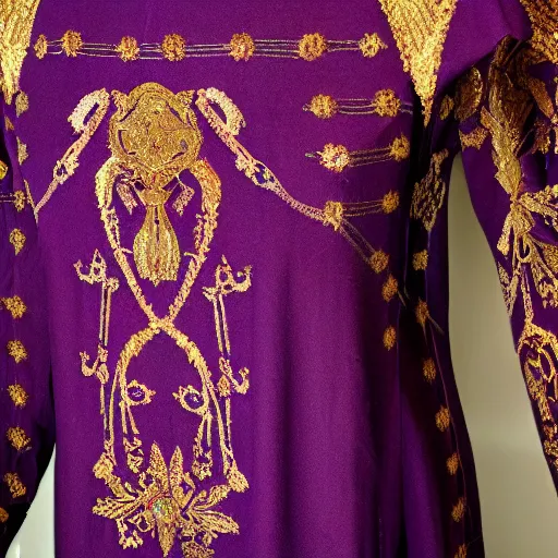 Image similar to Exquisite, Regal, Royal, Tyrian purple gilded medieval byzantine tunic