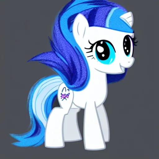 Image similar to a blue little pony with white hair, a picture by an gyeon, featured on derpibooru, booru, superflat