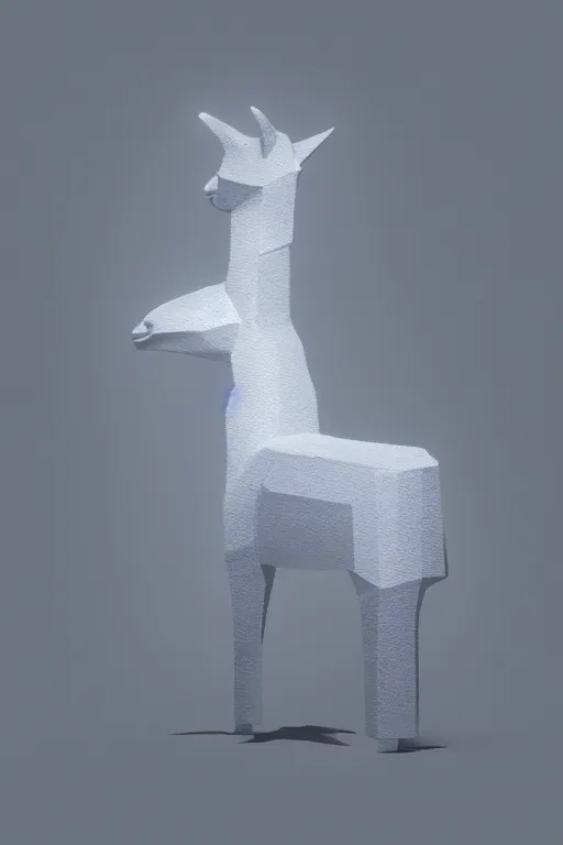 Prompt: vivid 3D animated designscapes with bursts of radiant particles–building an ethereal minimal space sculpture of a llama, professional concept art, trending on artstation, geometric