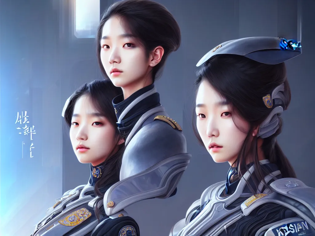 Image similar to portrait jisoo, futuristic koeran police uniform female, at future neon light rooftop, ssci - fi and fantasy, intricate and very very beautiful and elegant, highly detailed, digital painting, artstation, concept art, smooth and sharp focus, illustration, art by tan zi and ayanamikodon and alphonse mucha and wlop