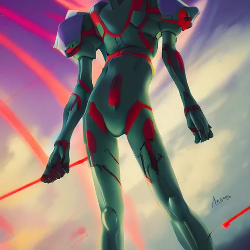 Prompt: neon genesis Evangelion by Albert Urmanov, artstation