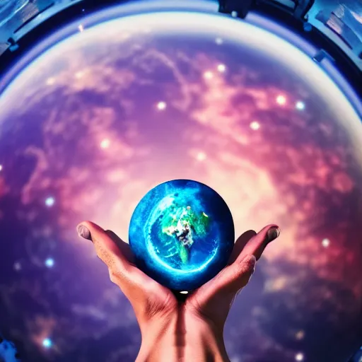 Prompt: yoga instructor holding planet in space, trending high quality art station, cinematic shot, magical colors and atmosphere, perfect composition, coherent, 8 k