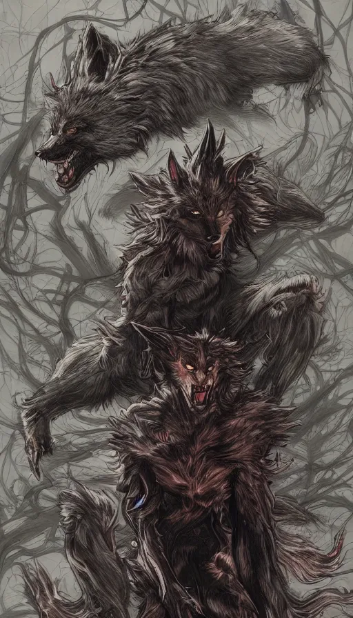 Image similar to Werewolf in London, by Ayami Kojima, studio ghibli, cinematic lighting, intricate, highly detailed, digital painting, trending on artstation, Illustration, epic scale