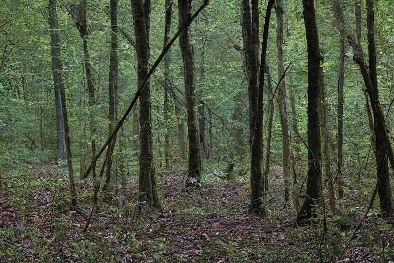 Image similar to long chromet tube, photograph captured in the woods