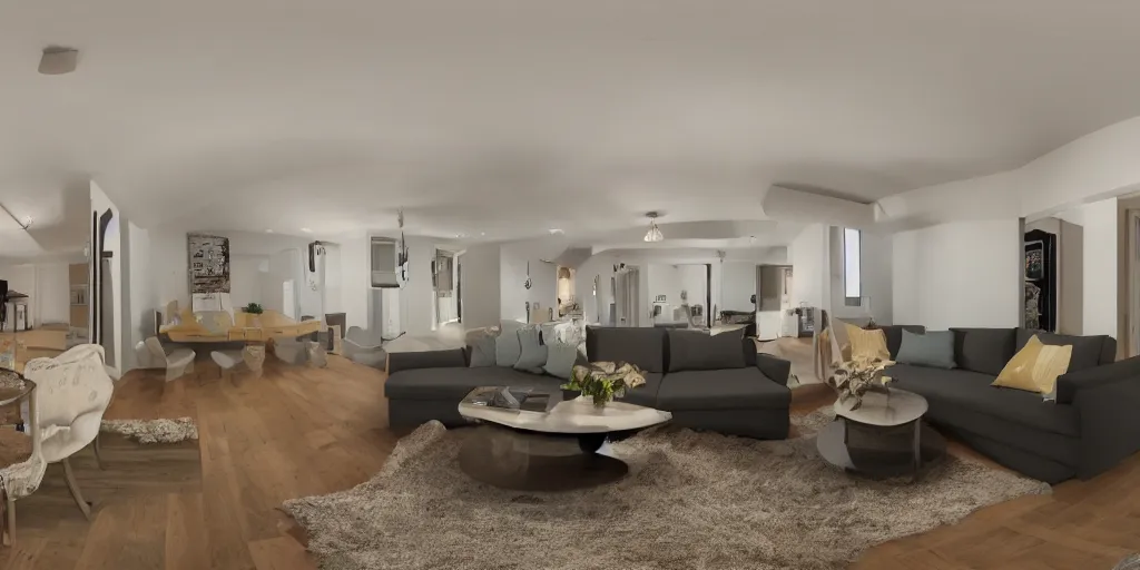 Image similar to equirectangular living room