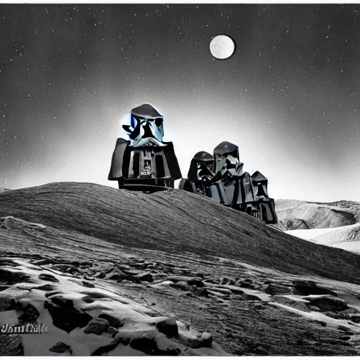 Image similar to a black and white star wars scene by anselm adams